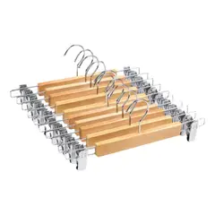 GENERICO - Pack 15 Colgadores de Madera con Sujetadores para Pantalones