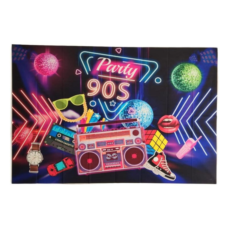 GENERICO - Fondo Vintage para Cumpleaños Temática 90s Retro Decorativo