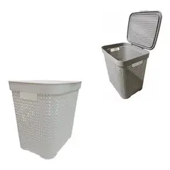 GENERICO - Canasto Rectangular Organizador de Ropa Sucia con Tapa