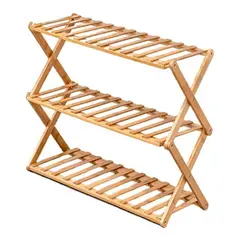 GENERICO - Zapatero Plegable de Madera con 3 Niveles para Calzado