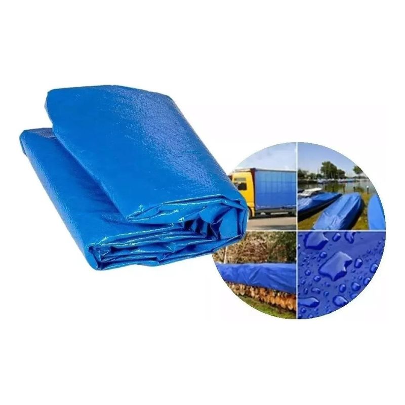 GENERICO - Lona Impermeable Multifuncional Azul 10x12m con Ojetillos
