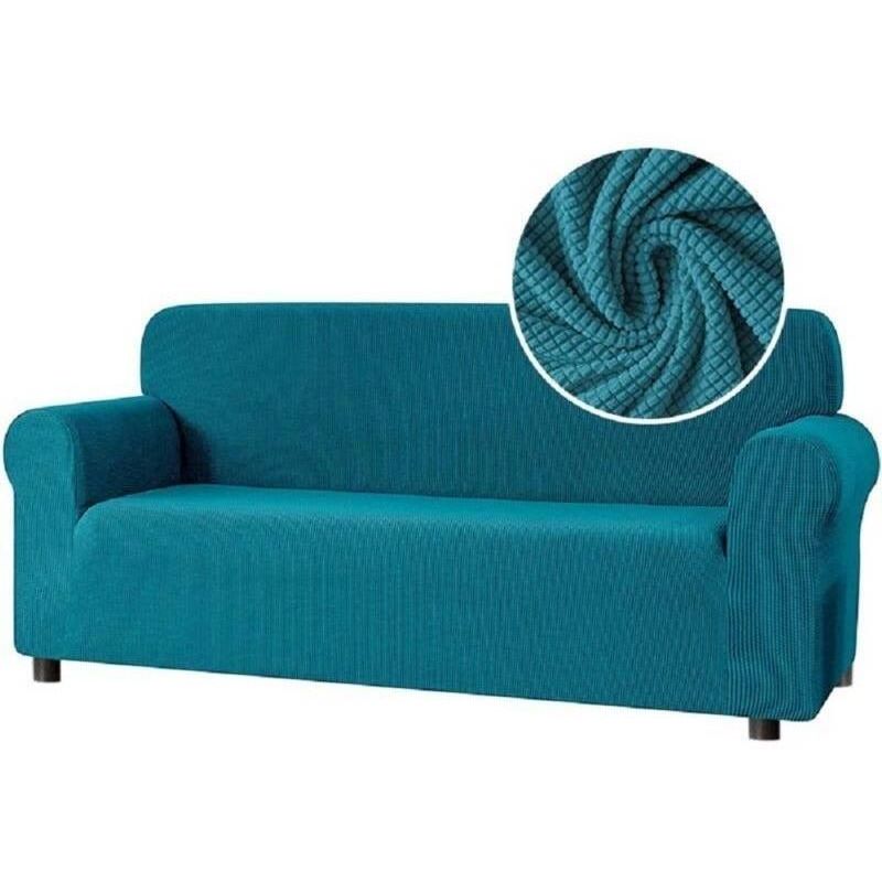 GENERICO - Funda Protectora Cuadrille Turquesa para Sofá 3+1+1