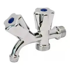 GENERICO - Llave Doble para Lavadora y Lavadero con 2 Salidas 1/2"