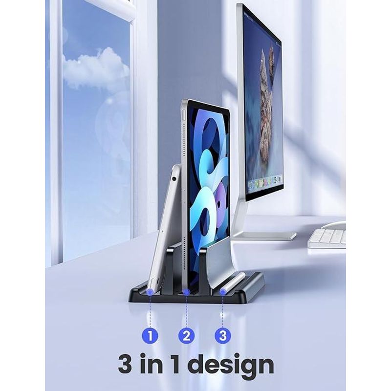 GENERICO - Soporte Vertical 3 en 1 para Laptop y Dispositivos Móviles