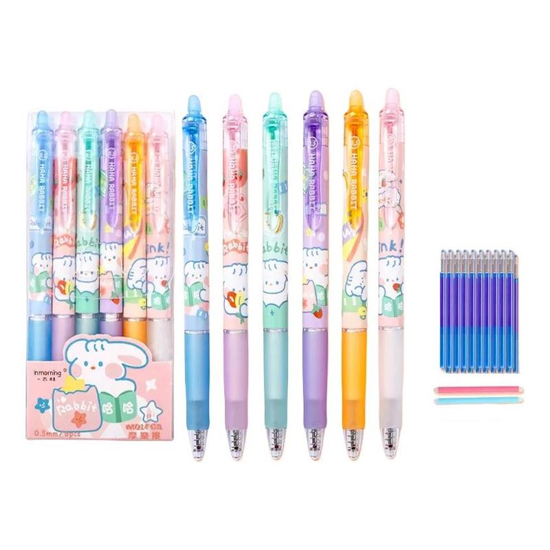 GENERICO - Set de 6 Lápices Gel Borrables con Repuestos y Gomas