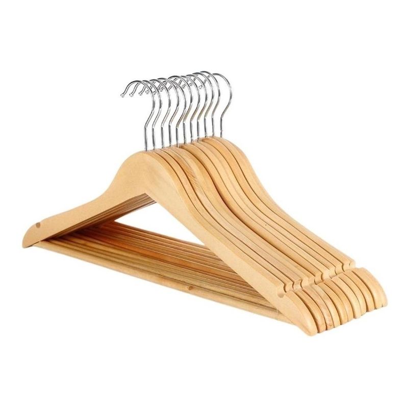 GENERICO - Colgadores de Madera Elegantes para Poleras y Prendas 12 Uds