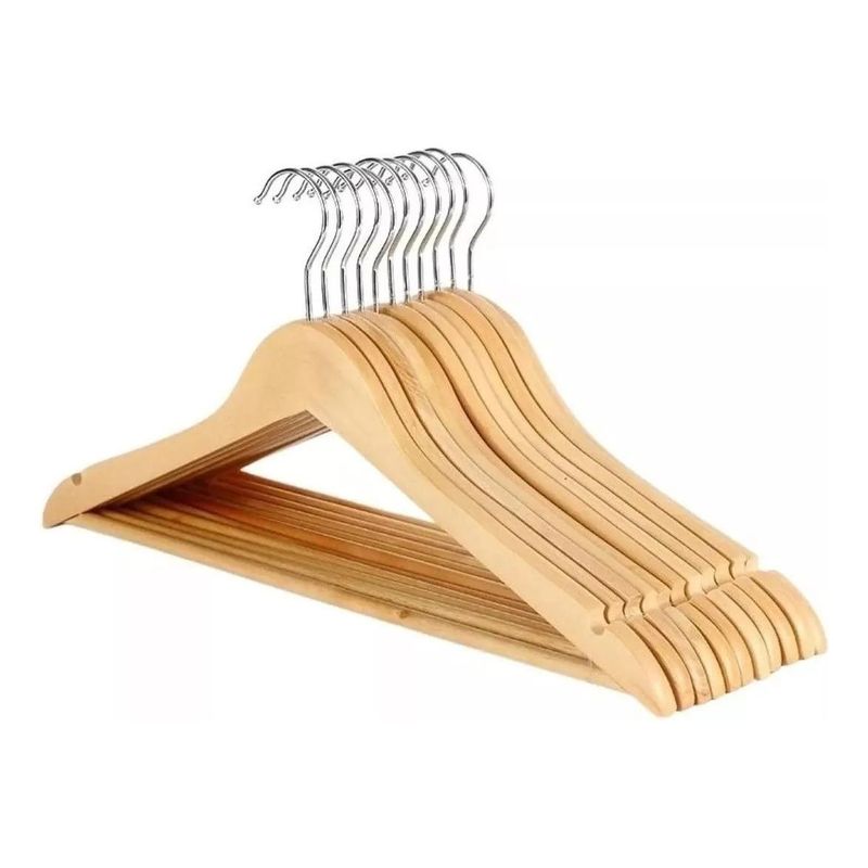 GENERICO - Ganchos Premium de Madera Natural para Ropa - Pack 20 Unidades