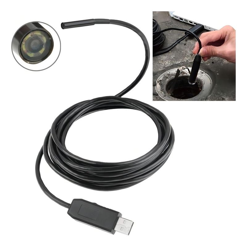 GENERICO - Cámara Endoscópica Flexible con Visión Nocturna HD 5 m