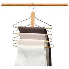 GENERICO - Perchero Multifuncional de Madera Natural para Ropa Espacioso.