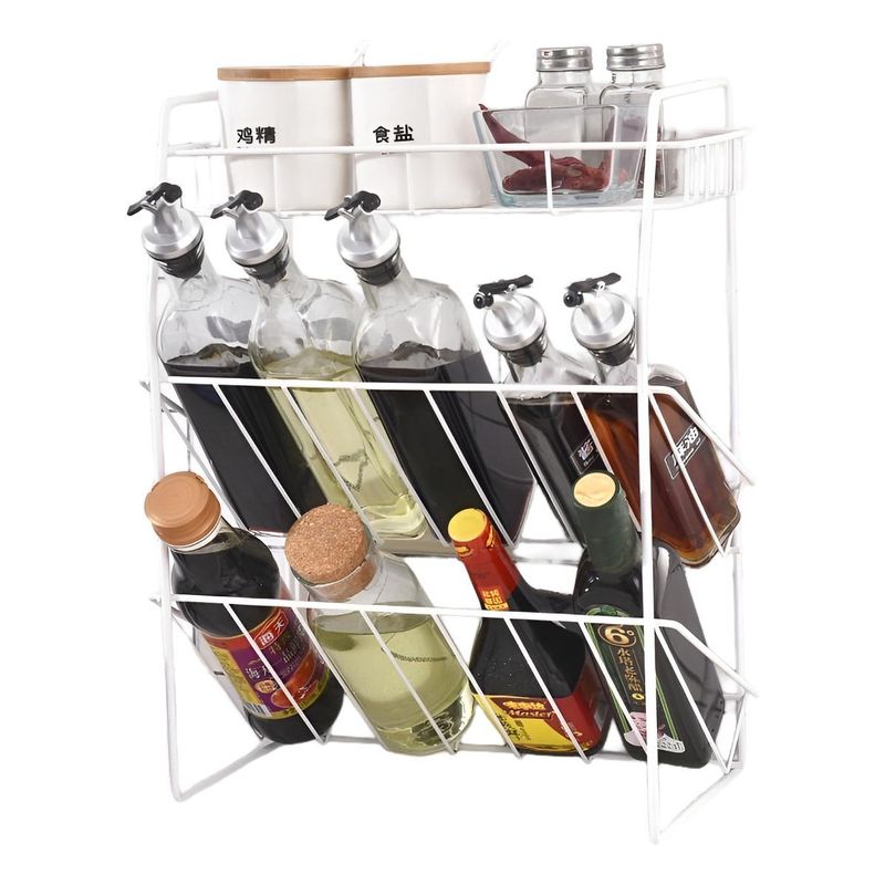 GENERICO - Estante Metálico de Especias y Botellas para Cocina 3 Niveles