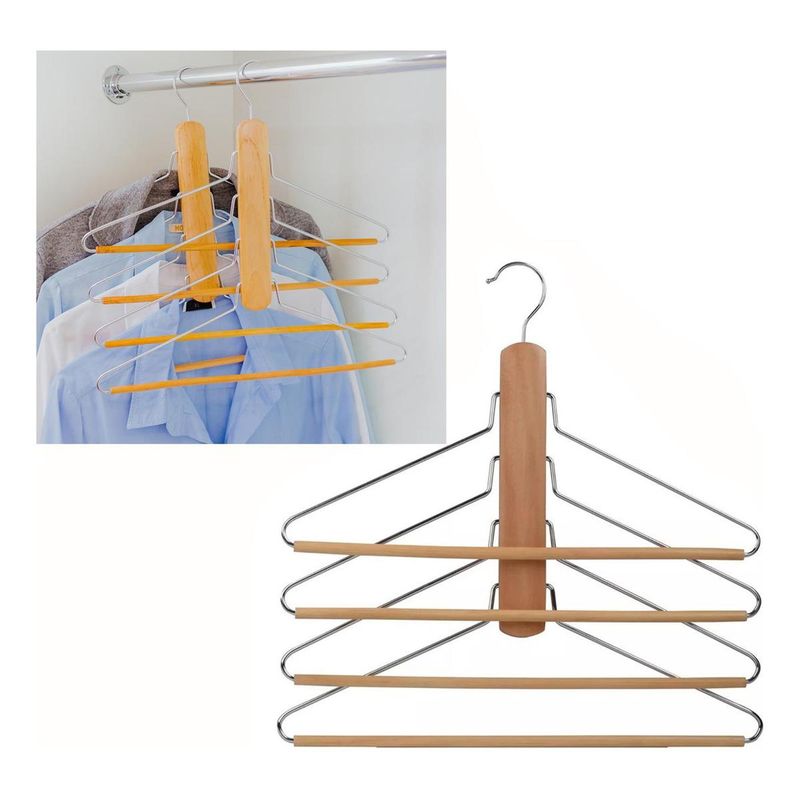 GENERICO - Perchero de Madera Antideslizante con 4 Niveles Giratorios