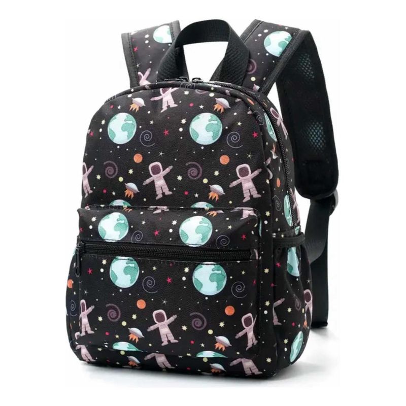 GENERICO - Mochila Negra Espacial de Tela 29x22 cm Diseño Único