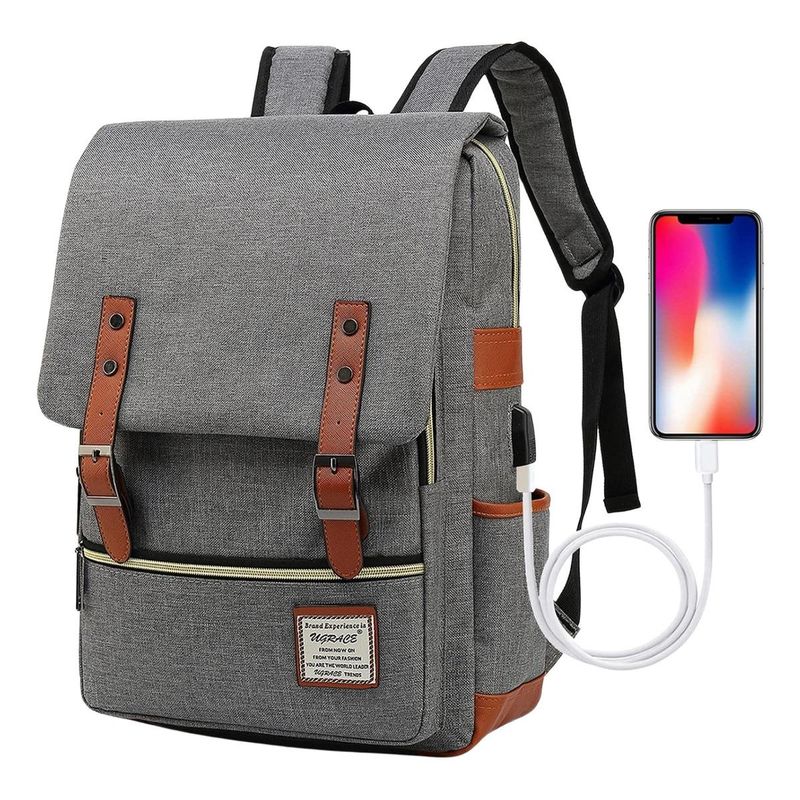 GENERICO - Mochila Urbana para Laptop 15.6" con Carga USB y Doble Cierre