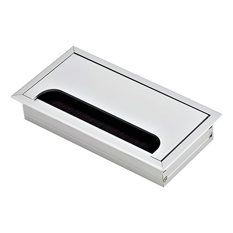 GENERICO - Tapa Cable Rectangular Satinado para Escritorio 160x80mm