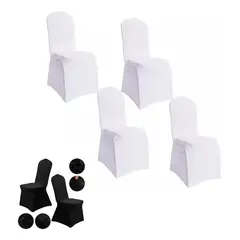 GENERICO - Funda elástica blanca para sillas, paquete de 4 unidades