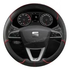 GENERICO - Funda de Eco Cuero Antideslizante para Volante Tipo O Rojo