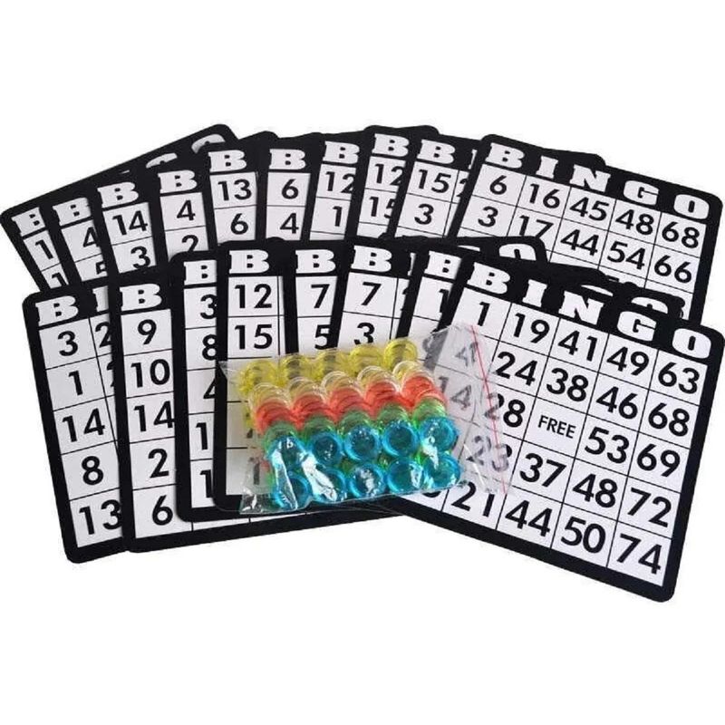 GENERICO - Juego de Bingo Portátil con 18 Cartones y Rombo Metálico