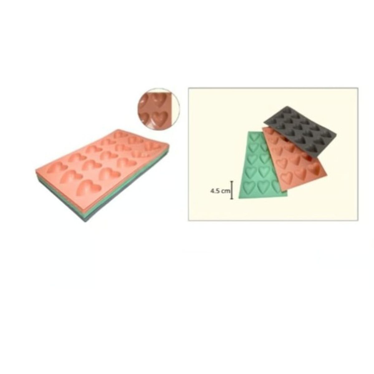 GENERICO - Molde De Silicona 12 Divisones Corazon