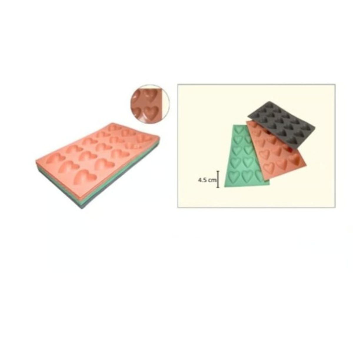 GENERICO - Molde De Silicona 12 Divisones Corazon