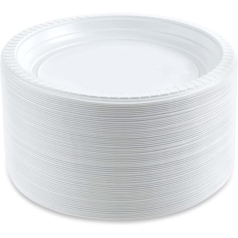 GENERICO - Platos de Plumavit Redondos Desechables 18cm x 100 Unidades