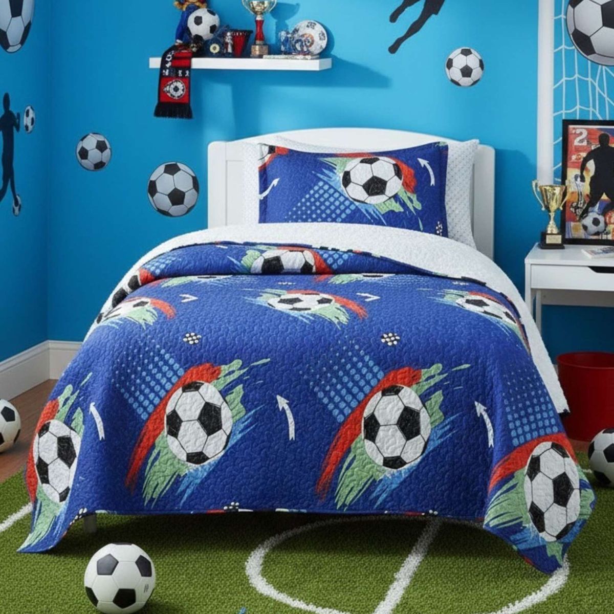 GENERICO - COBERTOR COLCHA QUILT SHERPA OTOÑO INVIERNO PLAZA Y MEDIA