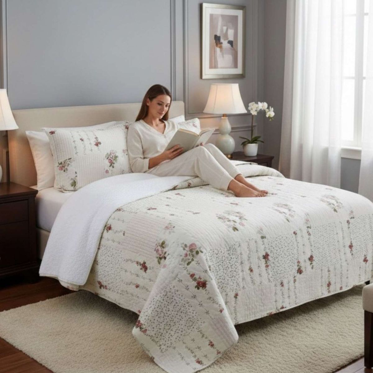 GENERICO - CUBRECAMA QUILT SHERPA PLAZA Y MEDIA 180 X 230 CM