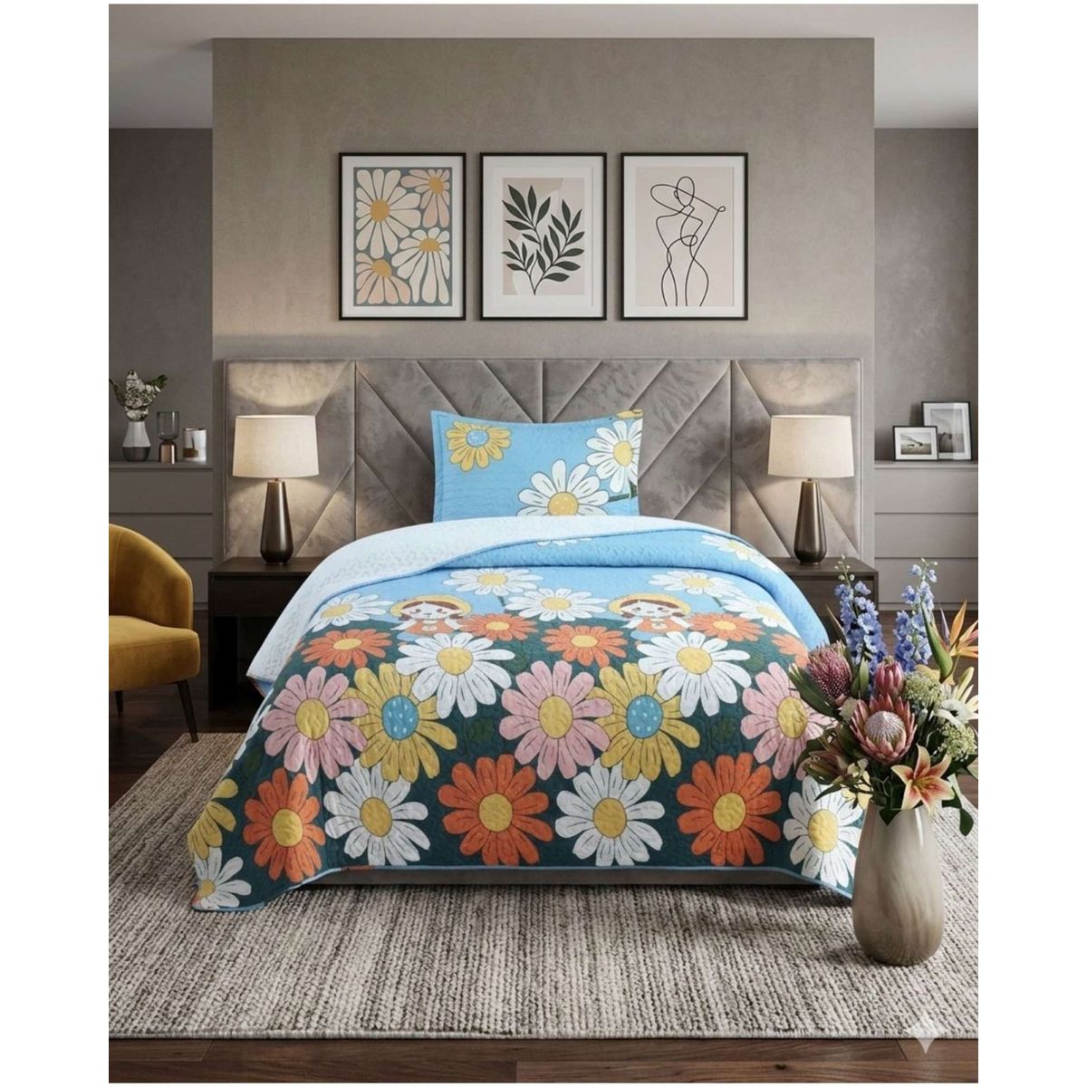 GENERICO - CUBRECAMA QUILT SHERPA PLAZA Y MEDIA 180 X 230 CM