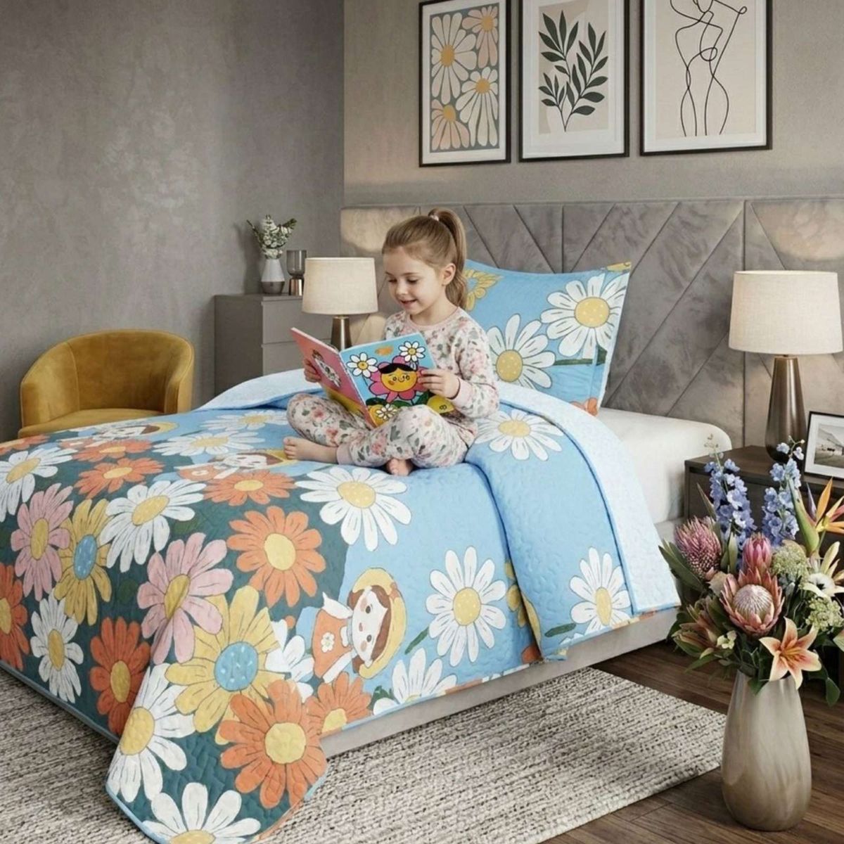 GENERICO - CUBRECAMA QUILT SHERPA PLAZA Y MEDIA 180 X 230 CM