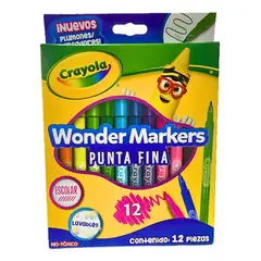 CRAYOLA - Plumones Lavables Punta Fina 12 Piezas