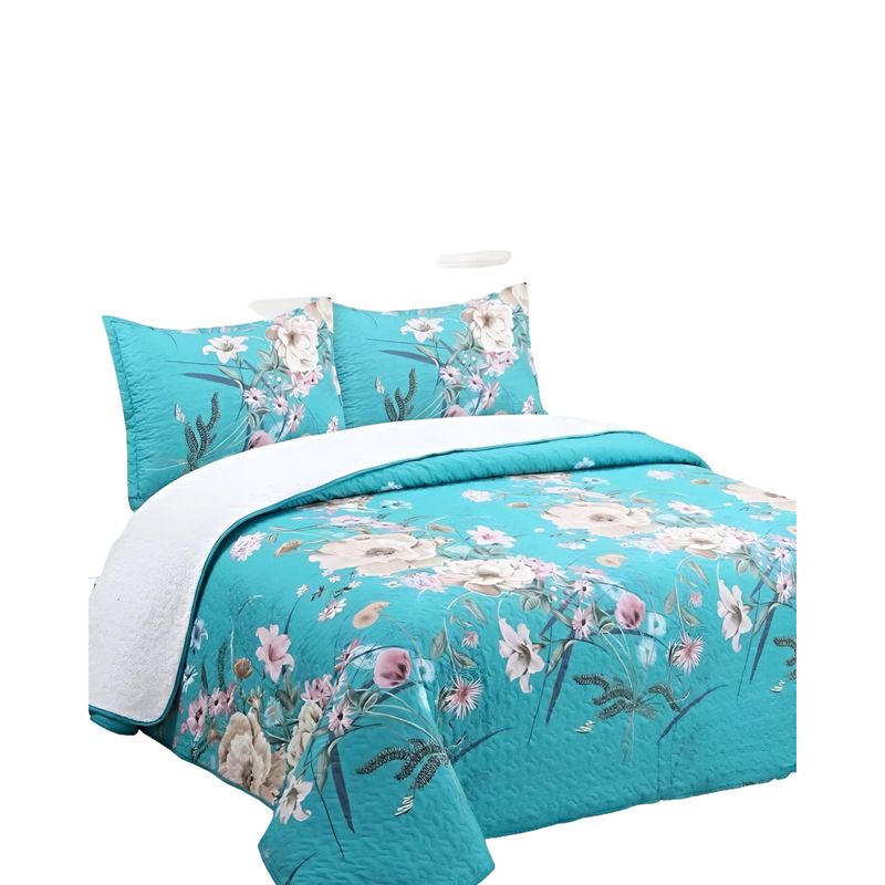 GENERICO - COBERTOR COLCHA QUILT SHERPA OTOÑO INVIERNO 2 PLAZAS