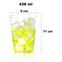 GENERICO - Pack de 25 Vasos Acrílicos Transparentes de 438 ml