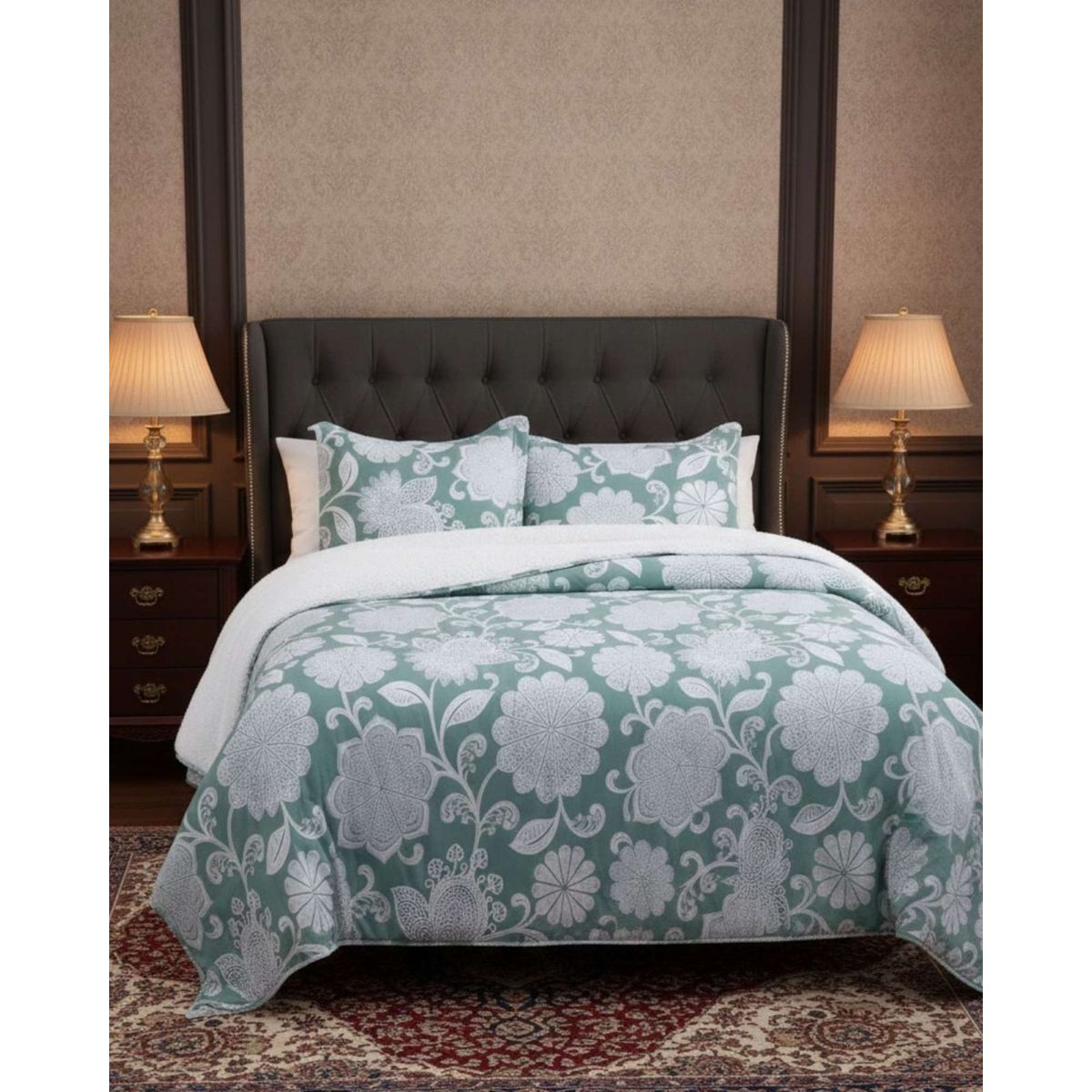 GENERICO - CUBRECAMA QUILT CON SHERPA 2 PLAZA 230 CM X 250 CM