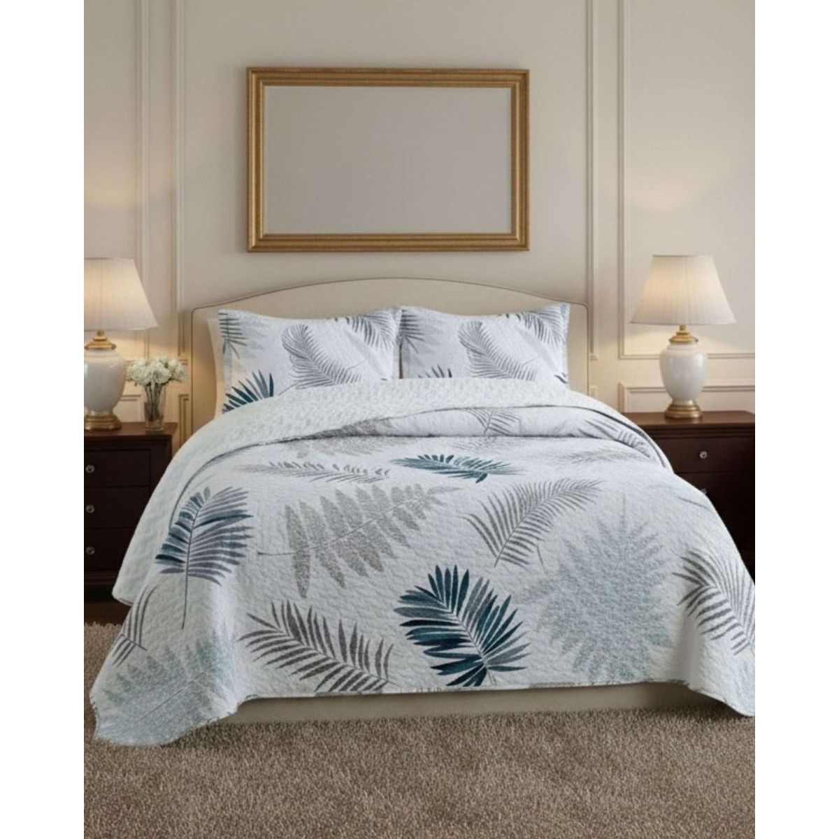 GENERICO - CUBRECAMA QUILT CON SHERPA 2 PLAZA 230 CM X 250 CM