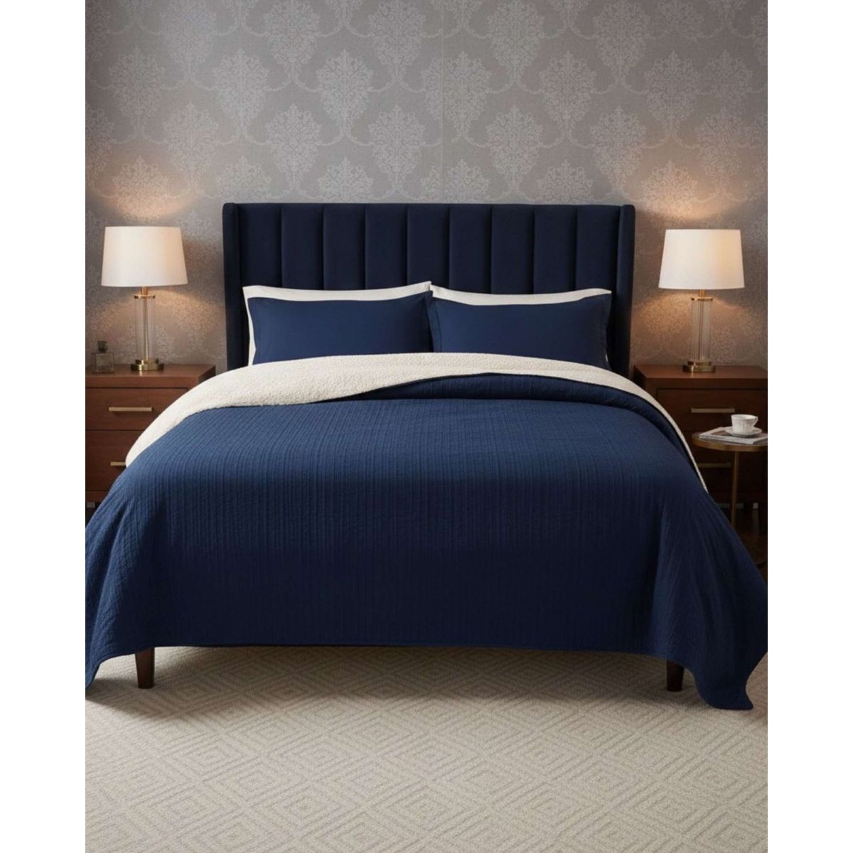 GENERICO - CUBRECAMA QUILT CON SHERPA 2 PLAZA 230 CM X 250 CM