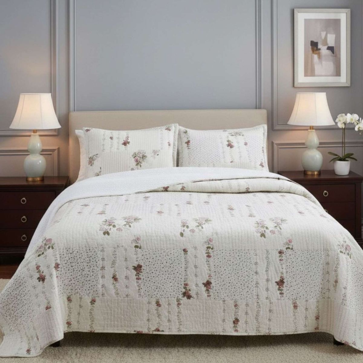 GENERICO - CUBRECAMA QUILT CON SHERPA 2 PLAZA 230 CM X 250 CM