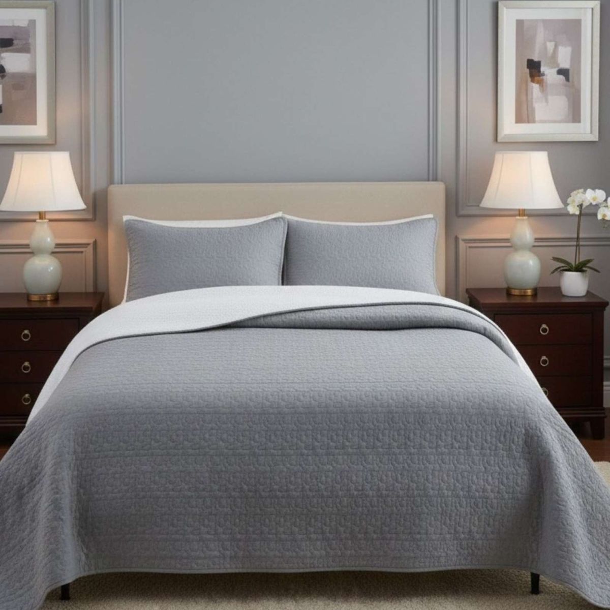 GENERICO - CUBRECAMA QUILT CON SHERPA 2 PLAZA 230 CM X 250 CM