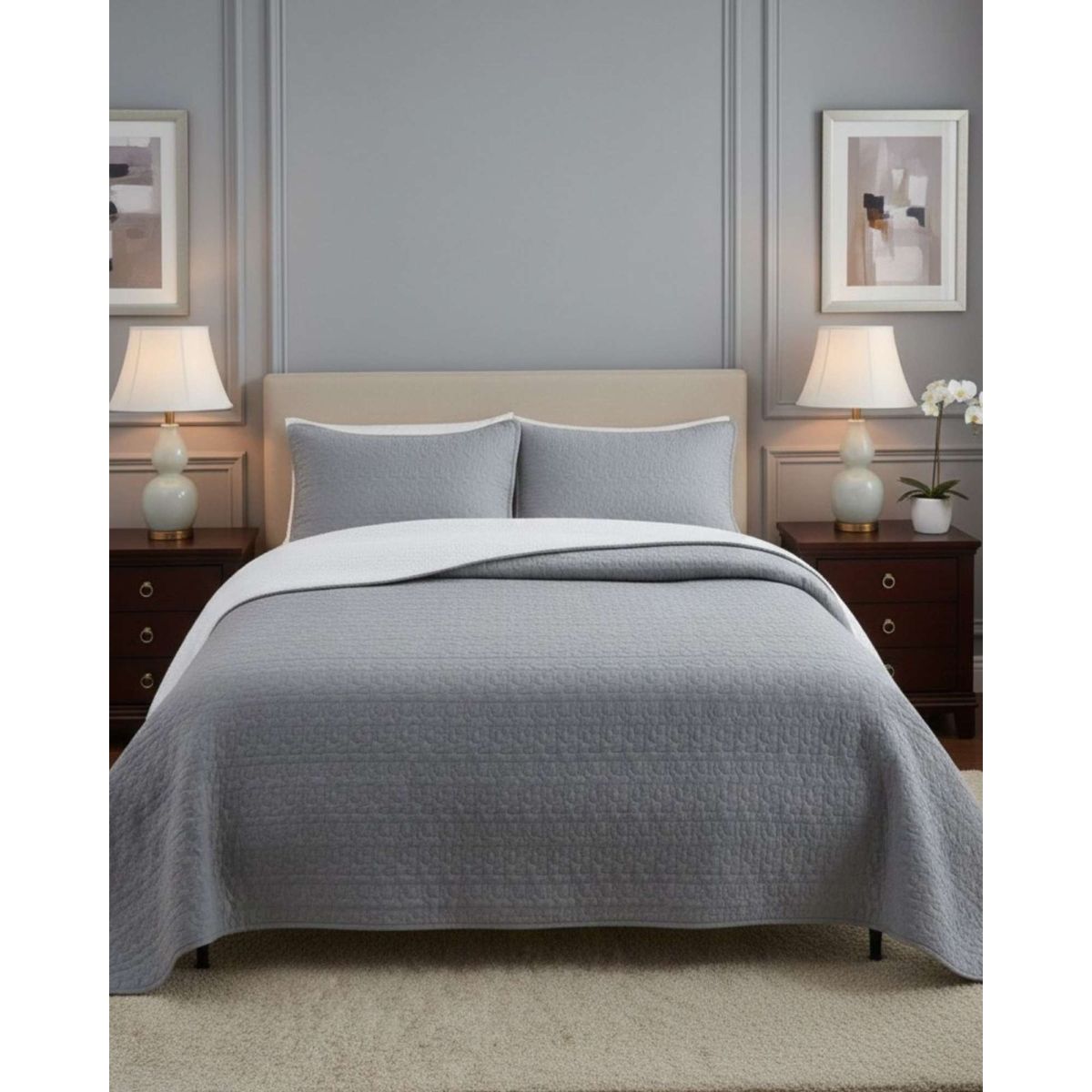 GENERICO - CUBRECAMA QUILT CON SHERPA 2 PLAZA 230 CM X 250 CM