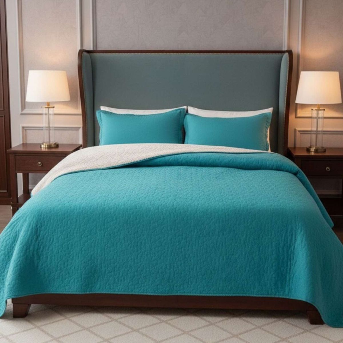 GENERICO - CUBRECAMA QUILT CON SHERPA 2 PLAZA 230 CM X 250 CM