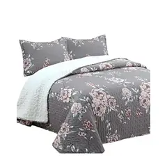 GENERICO - COBERTOR COLCHA QUILT SHERPA OTOÑO INVIERNO 2 PLAZAS