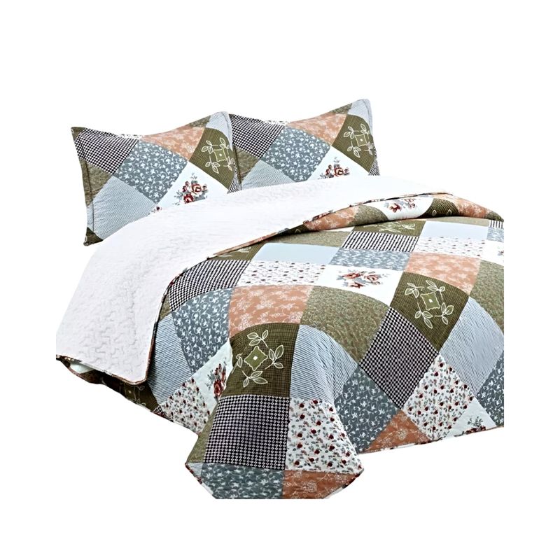 GENERICO - COBERTOR COLCHA QUILT SHERPA OTOÑO INVIERNO 2 PLAZAS
