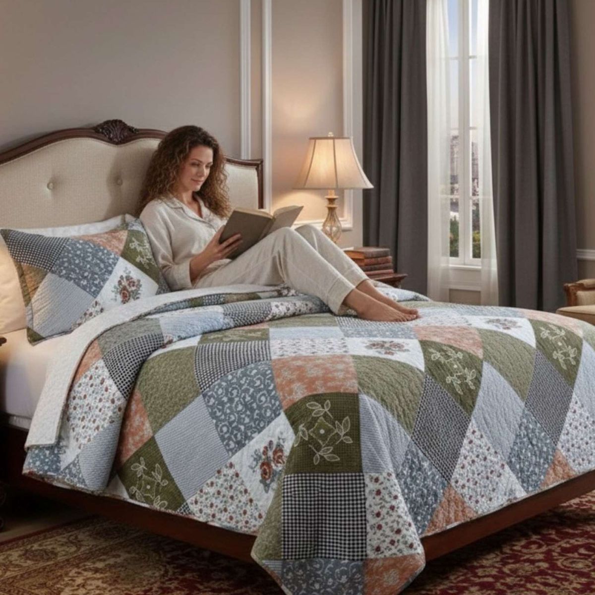 GENERICO - CUBRECAMA QUILT CON SHERPA 2 PLAZA 230 CM X 250 CM