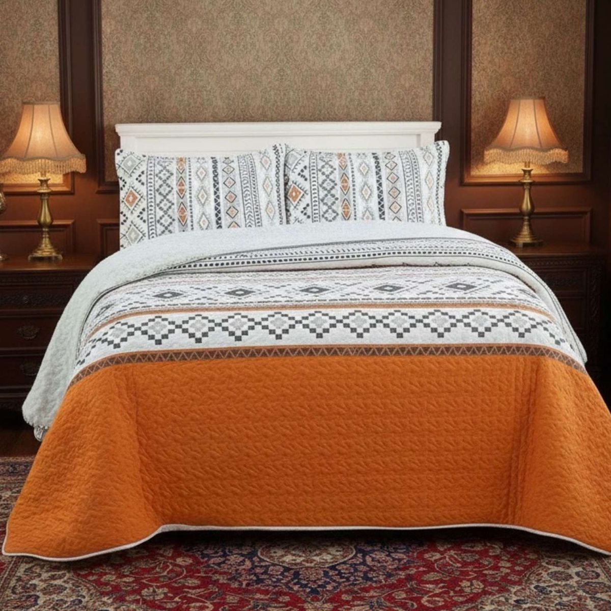 GENERICO - CUBRECAMA QUILT CON SHERPA 2 PLAZA 230 CM X 250 CM