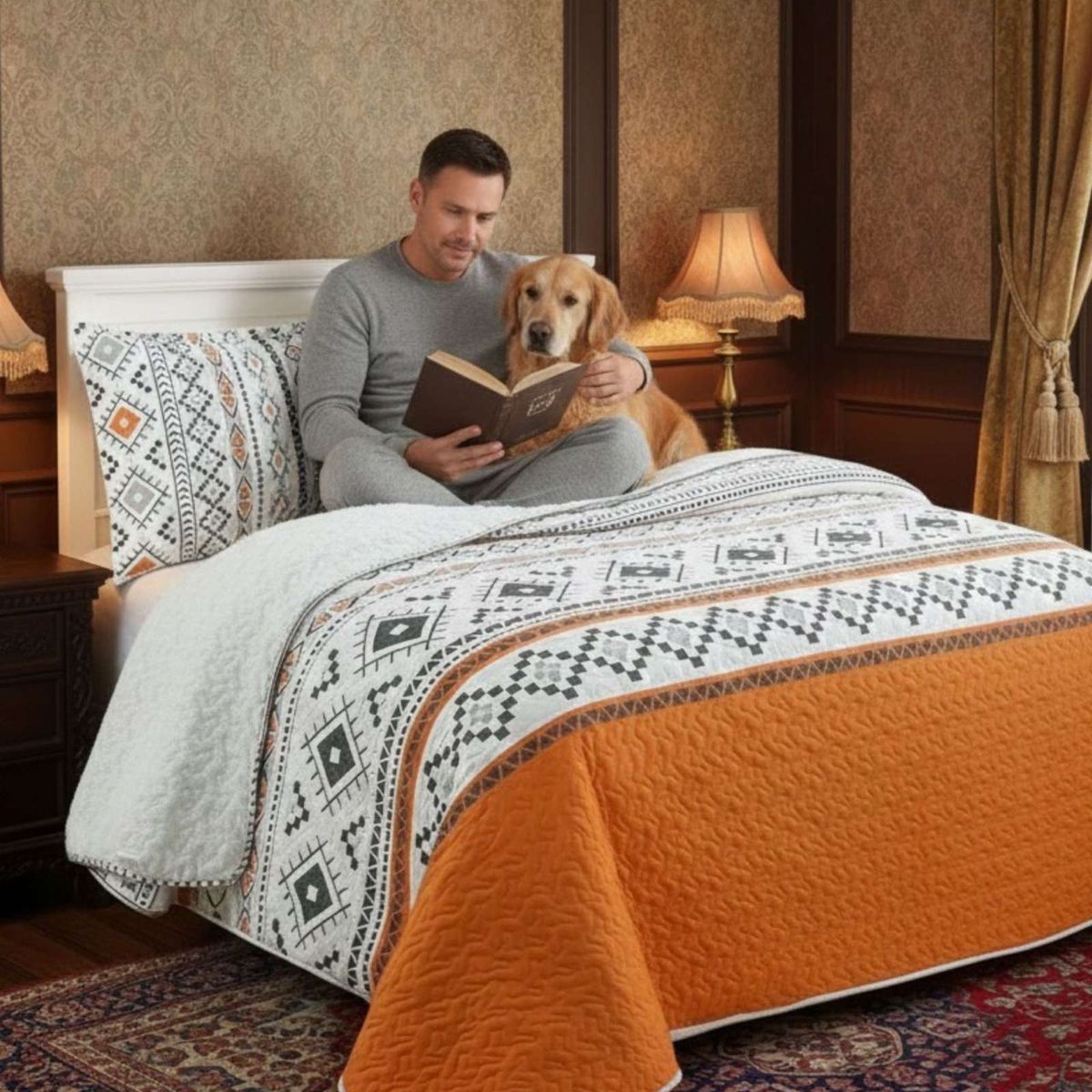 GENERICO - COBERTOR COLCHA QUILT SHERPA KING MEDIDA 250X270 CM