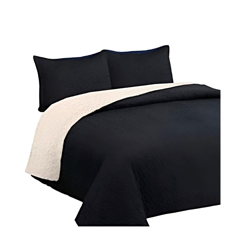 GENERICO - COBERTOR COLCHA QUILT SHERPA KING MEDIDA 250X270 cm