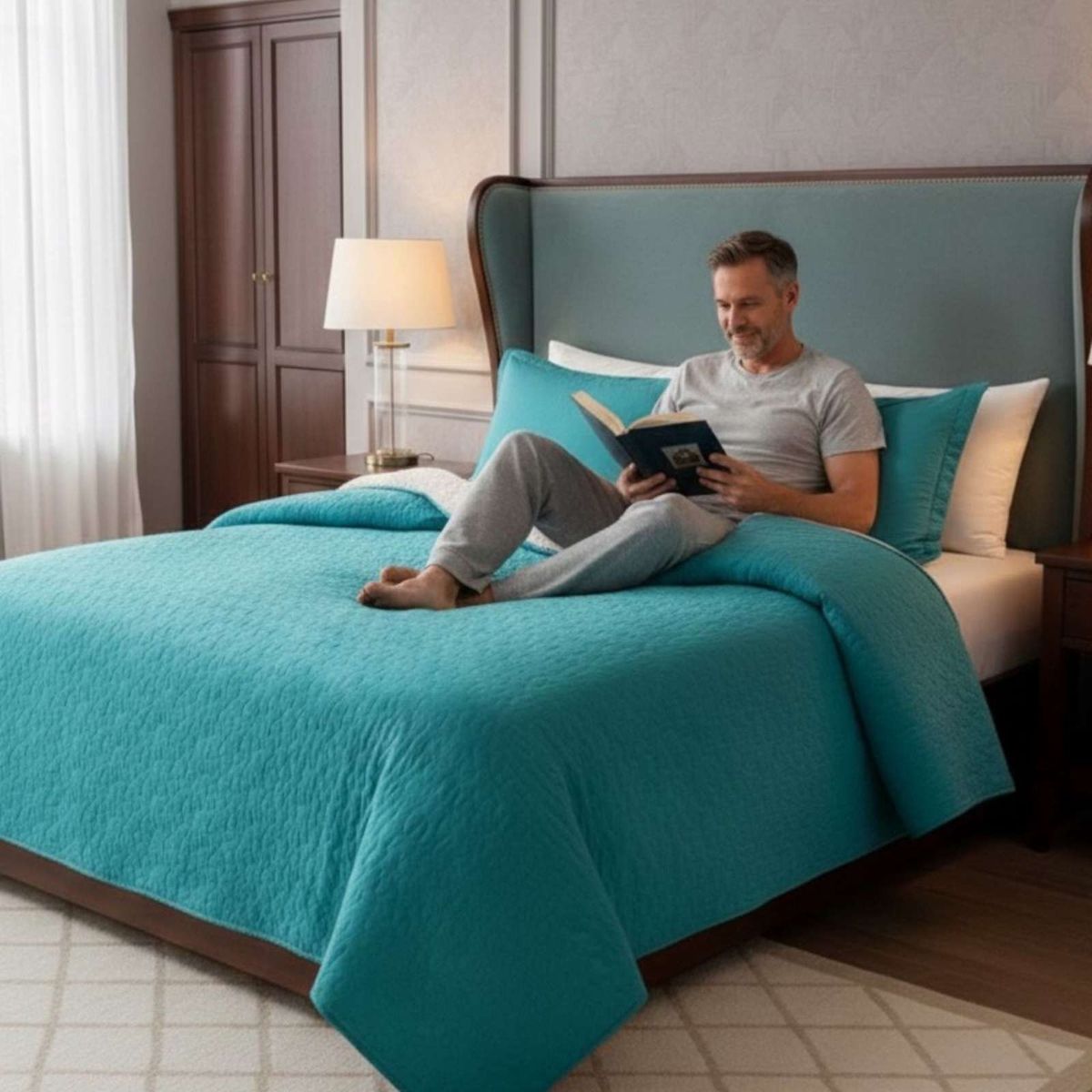 GENERICO - COBERTOR COLCHA QUILT SHERPA KING MEDIDA 250X270 CM