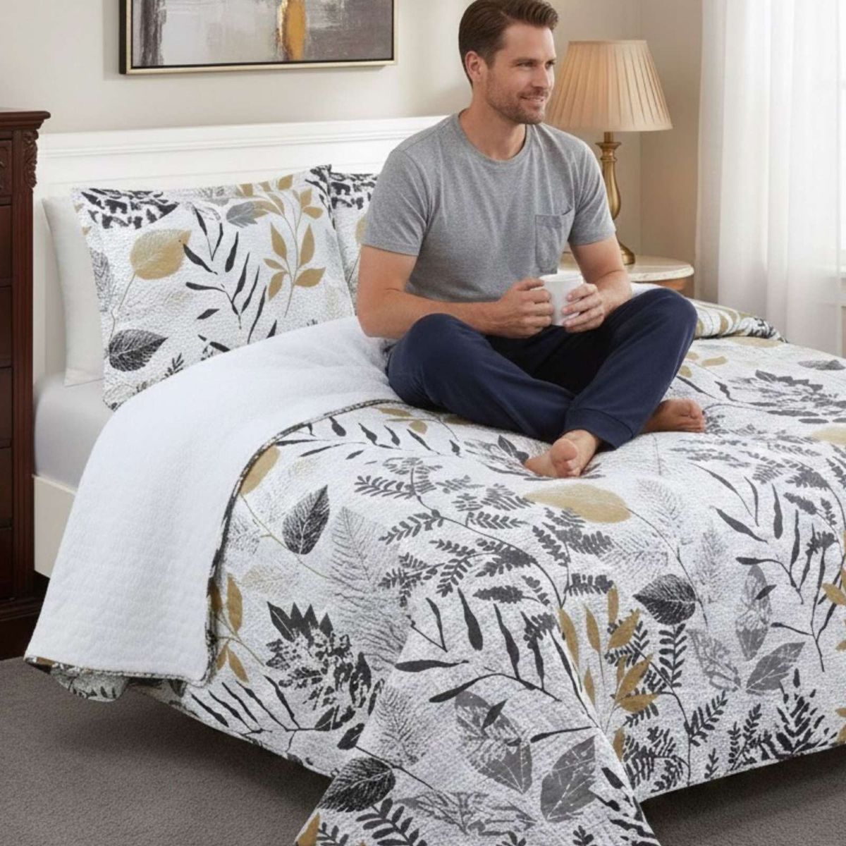 GENERICO - COBERTOR COLCHA QUILT SHERPA KING MEDIDA 250X270 CM