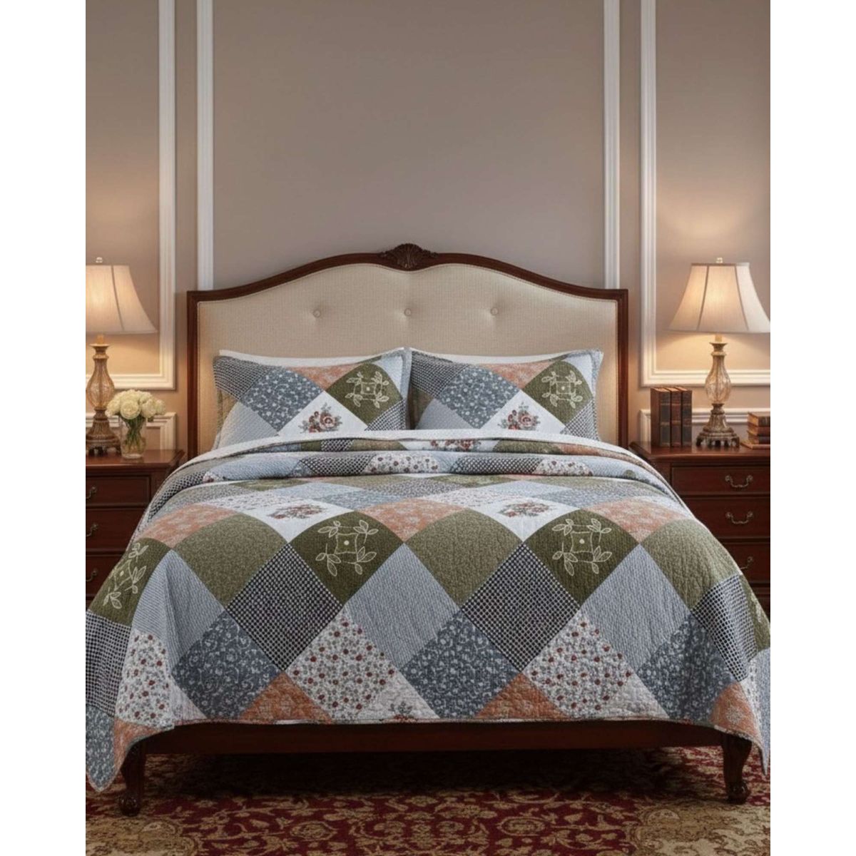 GENERICO - COBERTOR COLCHA QUILT SHERPA KING MEDIDA 250X270 CM