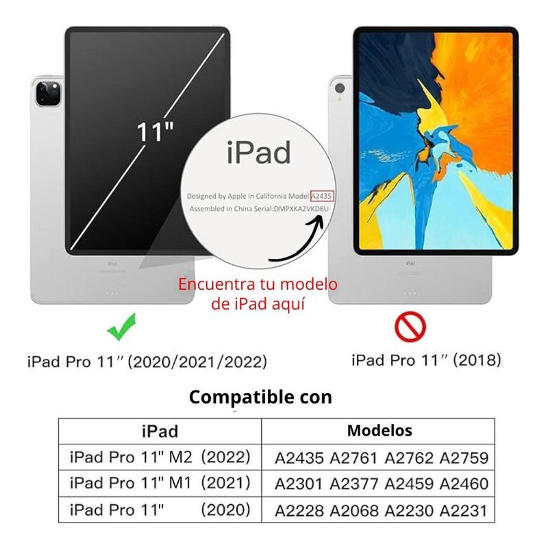 GENERICO - Funda con Teclado Bluetooth para iPad 11" M2 Español