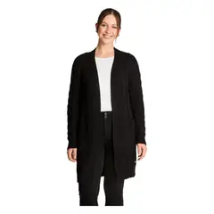 CURVI - Tapado Manga Larga Con Bolsillos Trenzado Negro.