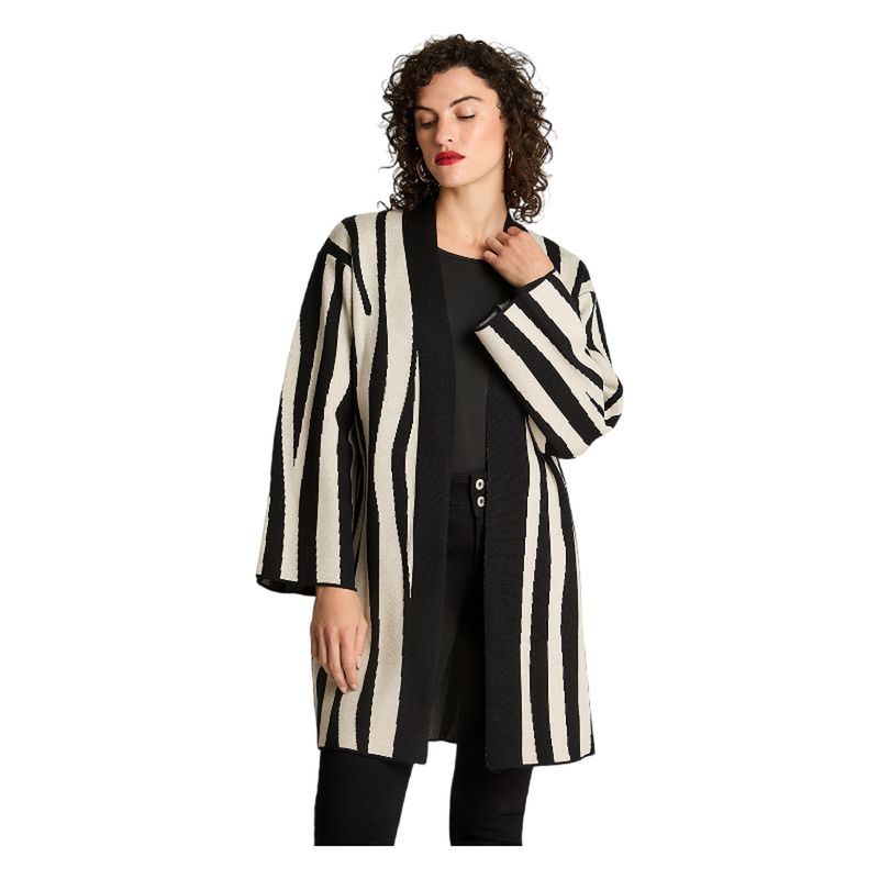 CURVI - Tapado Manga Larga Jacquard Negro